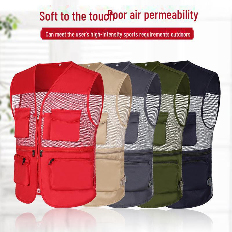 Custom Logo Emergency Management Safety Vest - Multi-Pocket Workwear for Photojournalists