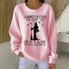 2026 Halloween Witch Print Crew Neck Long Sleeve Pullover Sweatshirt Unisex