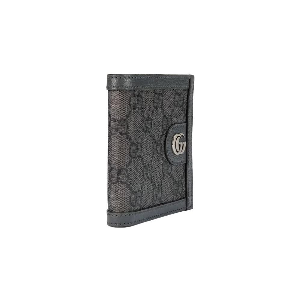 Gucci Ophidia Double G Logo Flap Wallet Men Wallets Gray Black 732016-UULBN-1244