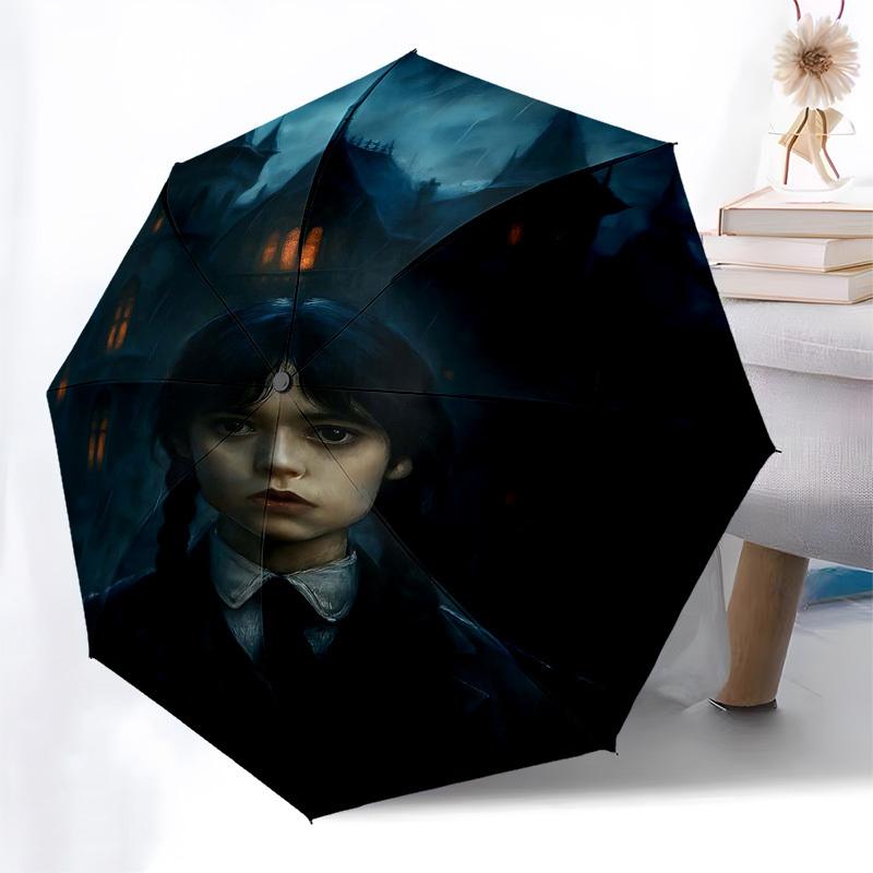 1pc haunted house spooky atmosphereOpen/Close Umbrella-Windproof, Compact Travel Umbrella, Sturdy 8-Rib Shaft, Outdoor Accessory1206