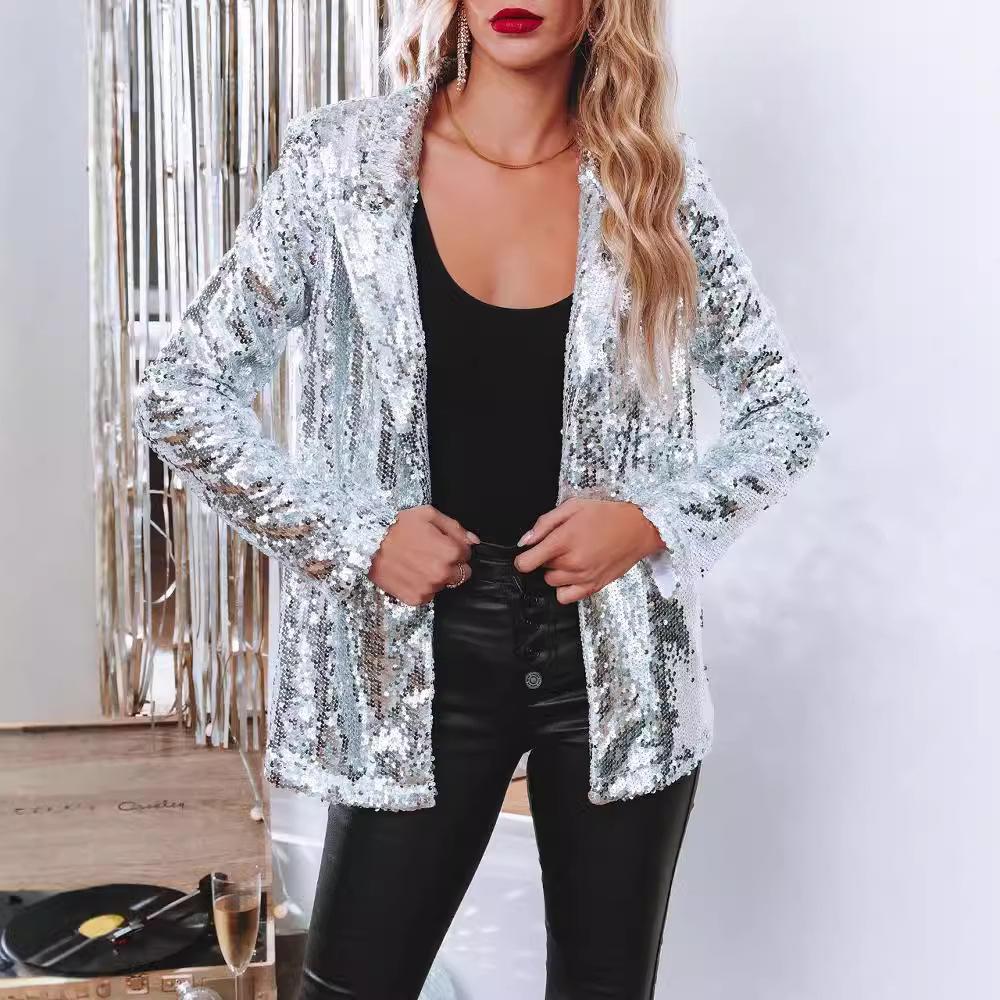 GMXIA Damen Vintage Casual Solid Color Print Frühling Herbst Langarm Polokragen Jacken & Mäntel