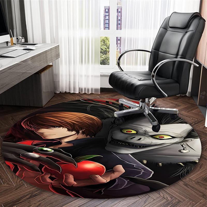 1pc D-Death Note  Carpet, Round Rug, Comfortable, Suitable for Entryways, Living Rooms, Office, And Bedrooms, Christmas Decoration