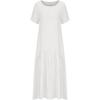 Summer Fashion Women V Neck Loose Cotton Linen Dress Oversized Long Maxi Dress Short Sleeve Female S-5XL