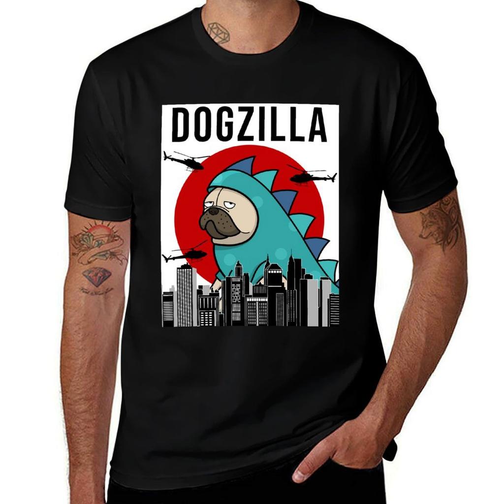 Pug Dogzilla Funny Dog Japanese Tshirt Work Wear Simple Tee Shirt Tshirt