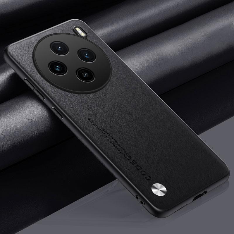 Etui til Vivo X200 Pro X200Pro Ensfarget Lær Silikonbeskyttelse Hardt Støtsikkert Telefondeksel til VivoX200Pro V2413 X100 Ultra X100 S Pro Skall