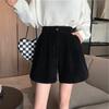 Corduroy Shorts for Women Autumn Winter Vintage Style Clothing Solid Wide-leg Shorts Casual Elastic Waist A-line Pants