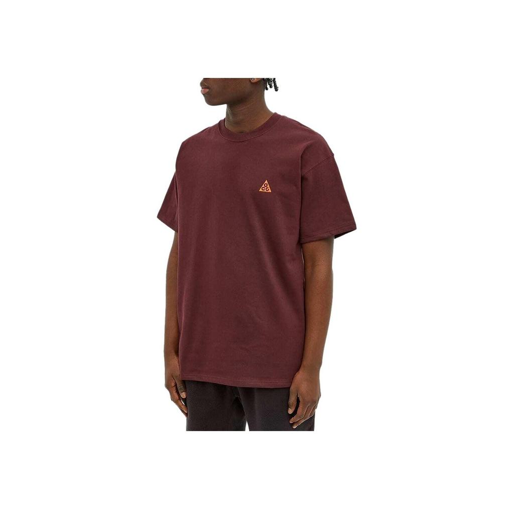Nike Solid Color Crew Neck Pullover Slim Fit Short Sleeve T-Shirt Men Tops Burgundy DC4081-643