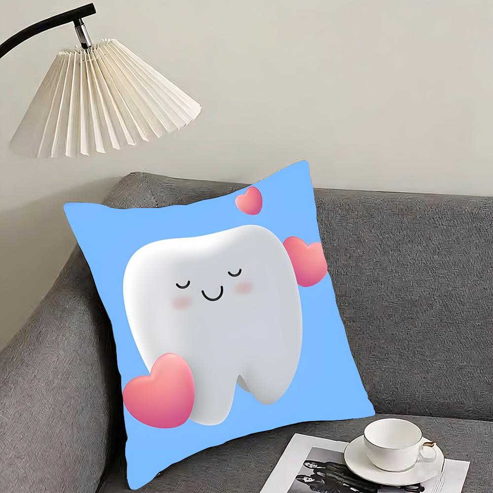 Стоматологическая клиника Новинка Зуб аниме Наволочка Двусторонняя Плюшевая наволочка для подушки – Для автомобиля, дивана, спальни, идеально в качестве подарка. 12x12Inch