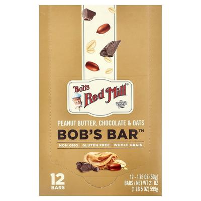 Bob's Red Mill Better Bar, Peanut Butter + Chocolate + Nuts, 50g (1.76oz) X 12 Bars