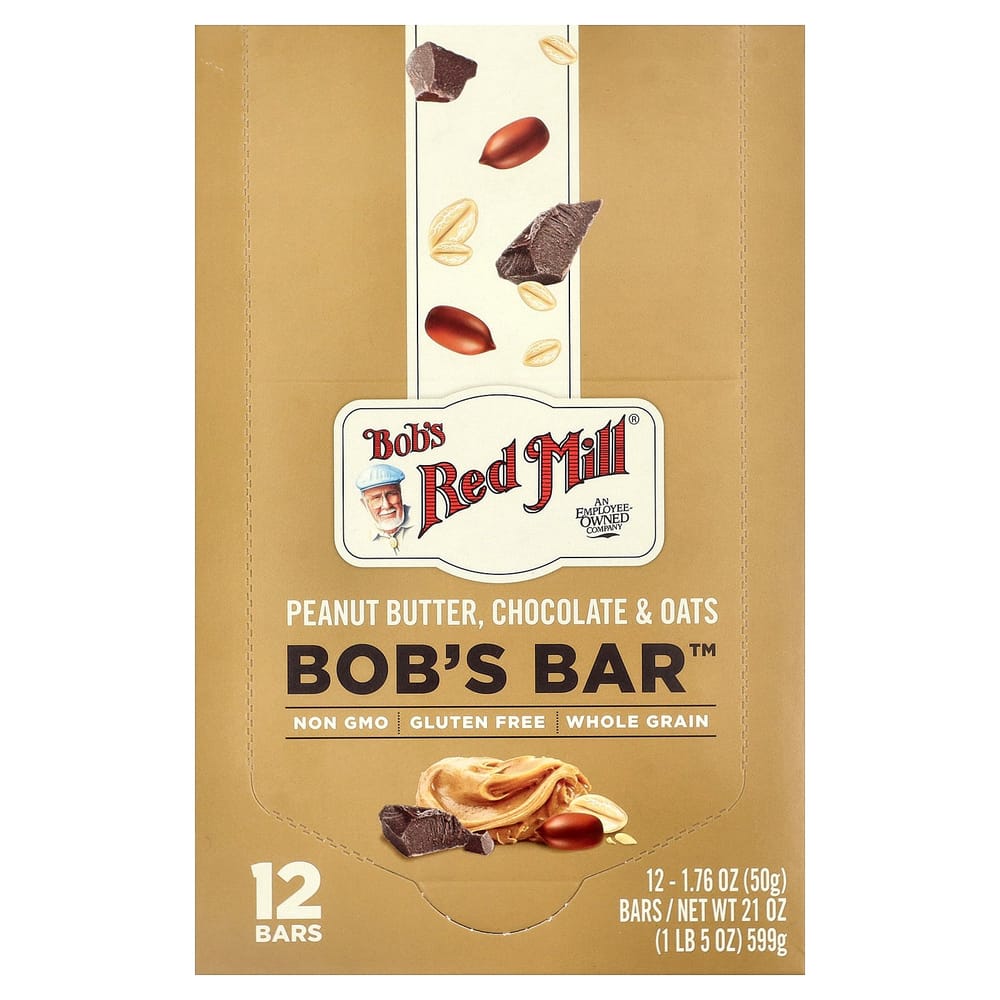 

Bob s Red Mill Better Bar, Peanut Butter + Chocolate + Nuts, 50g (1.76oz) x 12 Bars