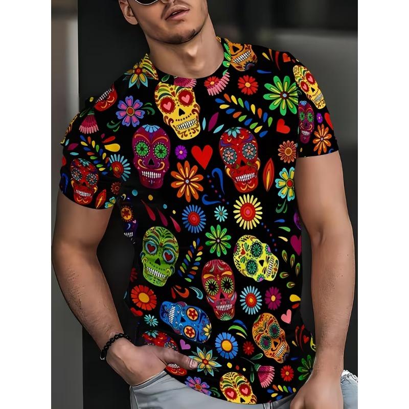 Herren Mode 3D Gedrucktes Herren T-Shirt Rundhals Kurzarm Trendige Streetwear