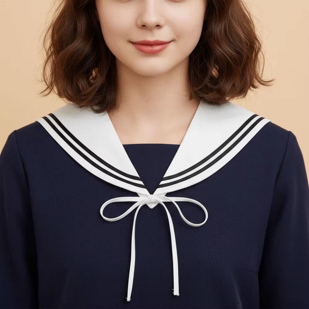 Cape Striped Sailor Fake Collar White Bow Tie Retro Detachable Collar Clothes Decoration