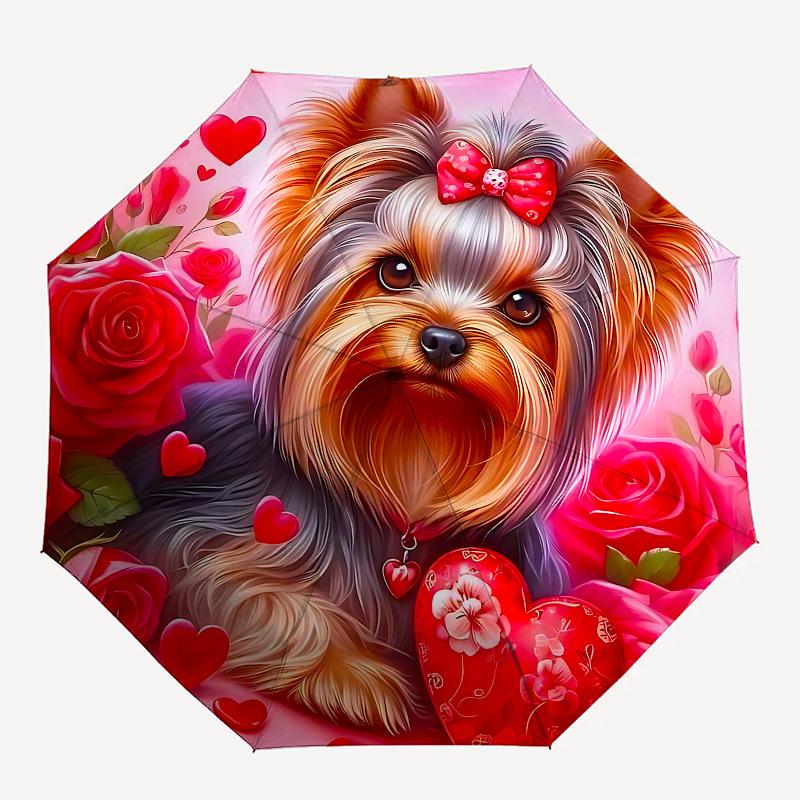 

1pc Doggie Heart umbrella with 8 iron ribs and a plastic handle, automatic opening and closing, and daily use.1039