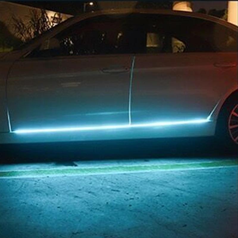 2pcs Car door rainbow flowing light running horse light LED flowing side skirt chassis modification light with ambient light