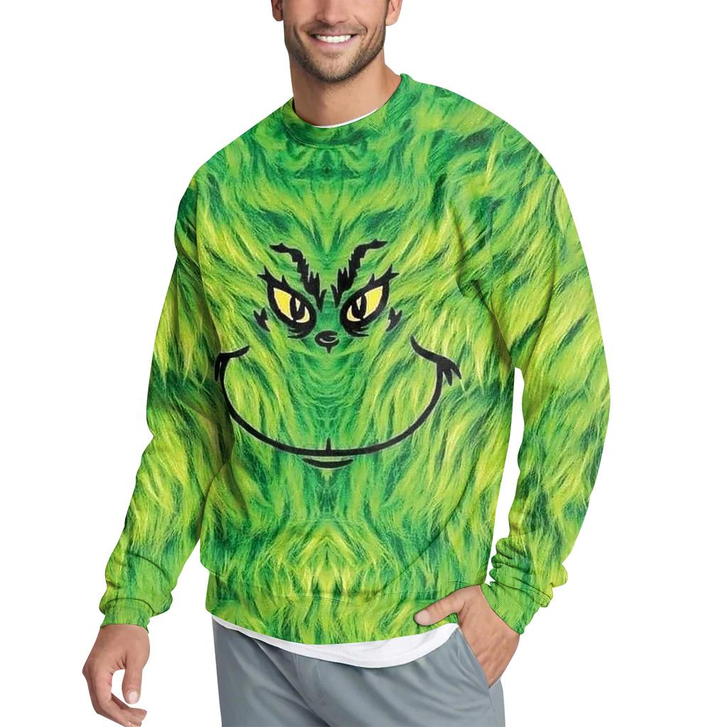 Men's Casual Fashion Printed Round Neck Pullover Sweatshirt