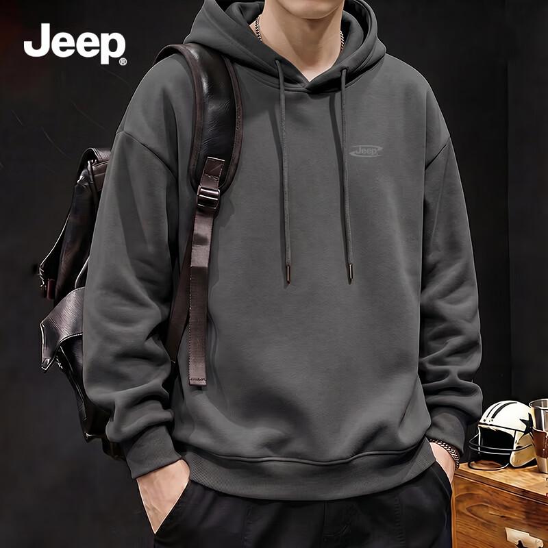 JEEP Men's Heavyweight Loose Fit Hooded Sweatshirt