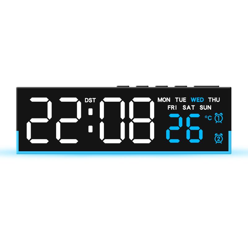 LED Digital Alarm Clock Temperature Week 2 Alarms Ambient Light Brightness Adjustment Bedside Electronic Table Clock USB Powered