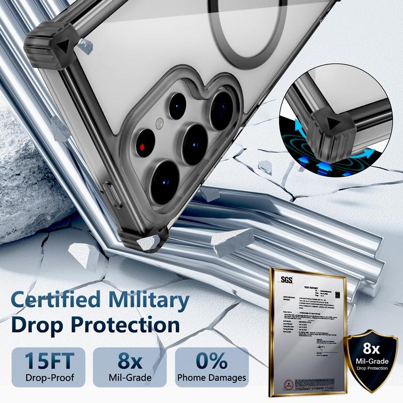 Luxury Shockproof Armor Transparent Case For Samsung Galaxy S26 S25 Ultra Plus S24 S23 S22 Note 20 For Magsafe Charge Full Cover