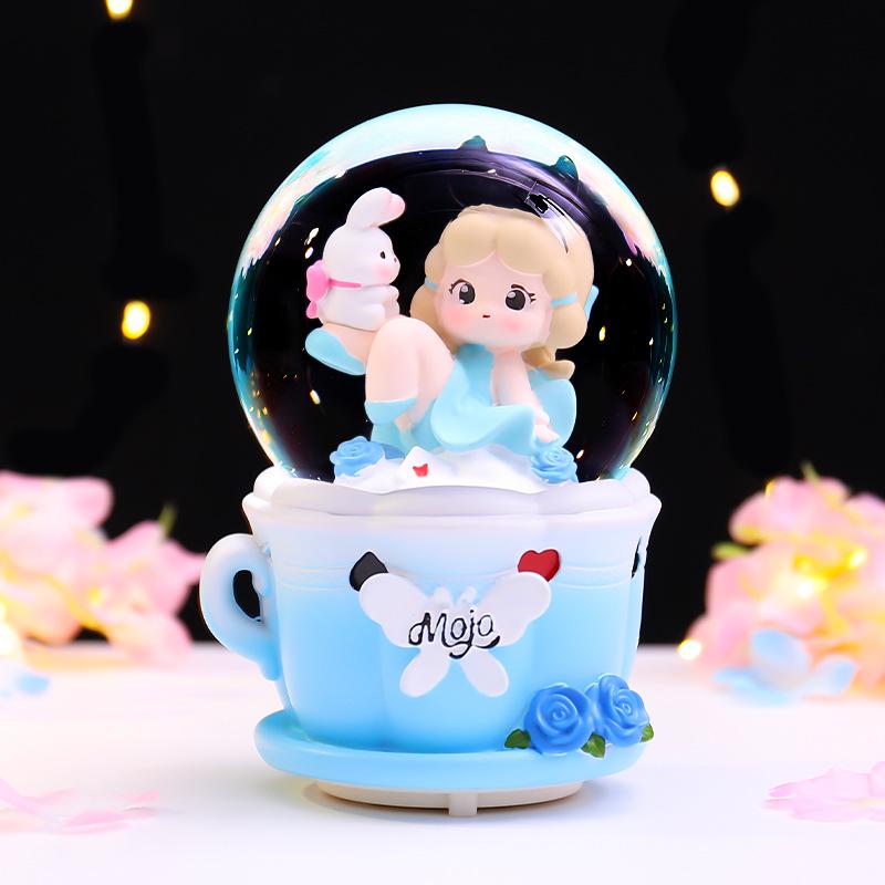 Iridescent Castle Snowfall Crystal Ball Music Box for Kids - Dreamy Fairy Tale Carriage.