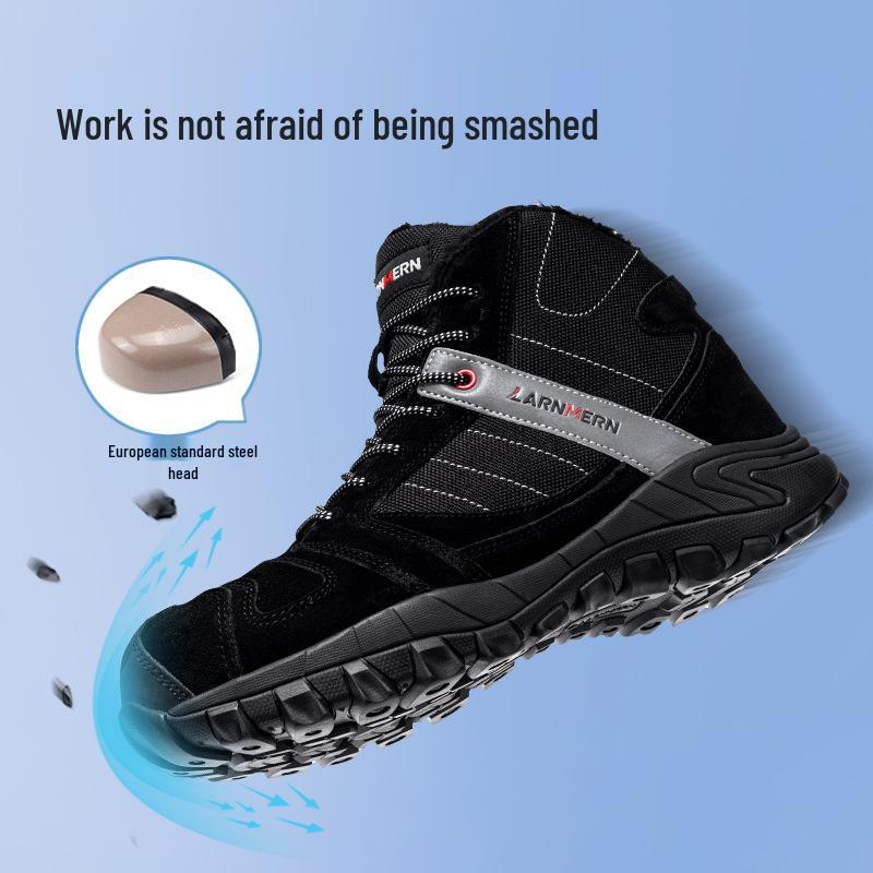 Langmeng Winter Safety Shoes - Unisex, Warm, Non-Slip, Anti-Smash, Anti-Puncture, Wear-Resistant.