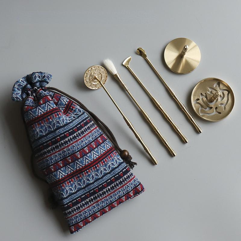Pure Copper Incense Road Set DIY Manual Introductory Touch Tuo Incense Powder Incense Seal Printing Incense Road Supplies Tool