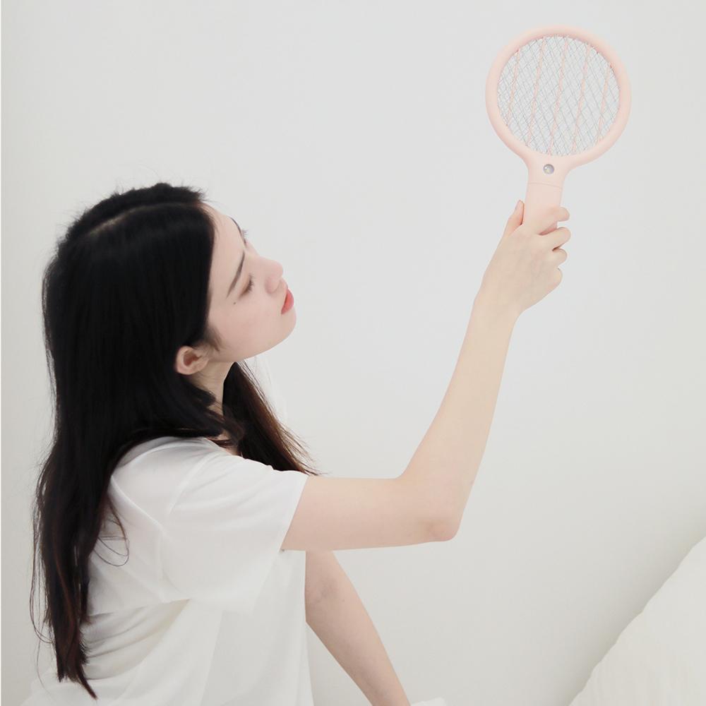 

SOTHING Mini Electric Mosquito Swatter USB Rechargeable Handheld Fly Killer Racket with LED Light Pink