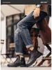 Bottes Martin en Cuir Doublées de Polaire Automne/Hiver 2025 - Chaussures Décontractées Hautes Résistantes à la Saleté pour Hommes