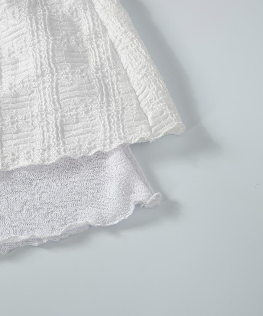 Aejeuon Lacy Check Skirt / White