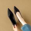 Fashion Women's New Spring and Summer Pointed Leather Cowhide Woven Hollow Breathable Mid Heel Fashion Single Shoes Work Shoes