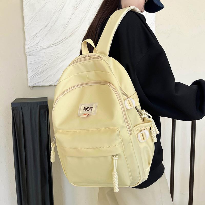 College Style Student Schoolbag Solid Color Women's Backpack Large Capacity Backpack