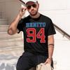 Benito 94 Varsity Style Sports Jersey Text Bold Athlet Lette Unisexs Clothing Unisexs Crew Neck Tshirt 2026 New Model Unisexs Short