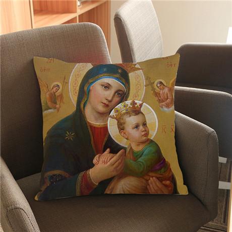 Jesus Portrait Pattern Throw Pillow Case Virgin Mary Christianity Adore Home Decoration Square Cushion Cover Sofa Pillow Cover