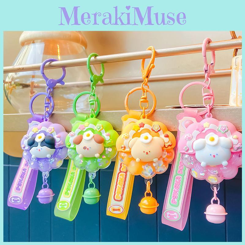 Whimsical Floating Dog Donut Keychain Made From Resin In Cheerful Color Options For Gifts