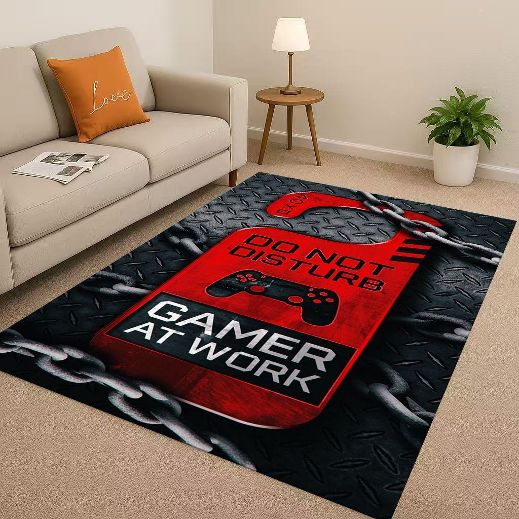 Classic Game Zone Sign Gamer Controller Living Room Non-Slip Area Rug Carpet for Bedroom Kids Playroom Sofa,Home Decor Doormat