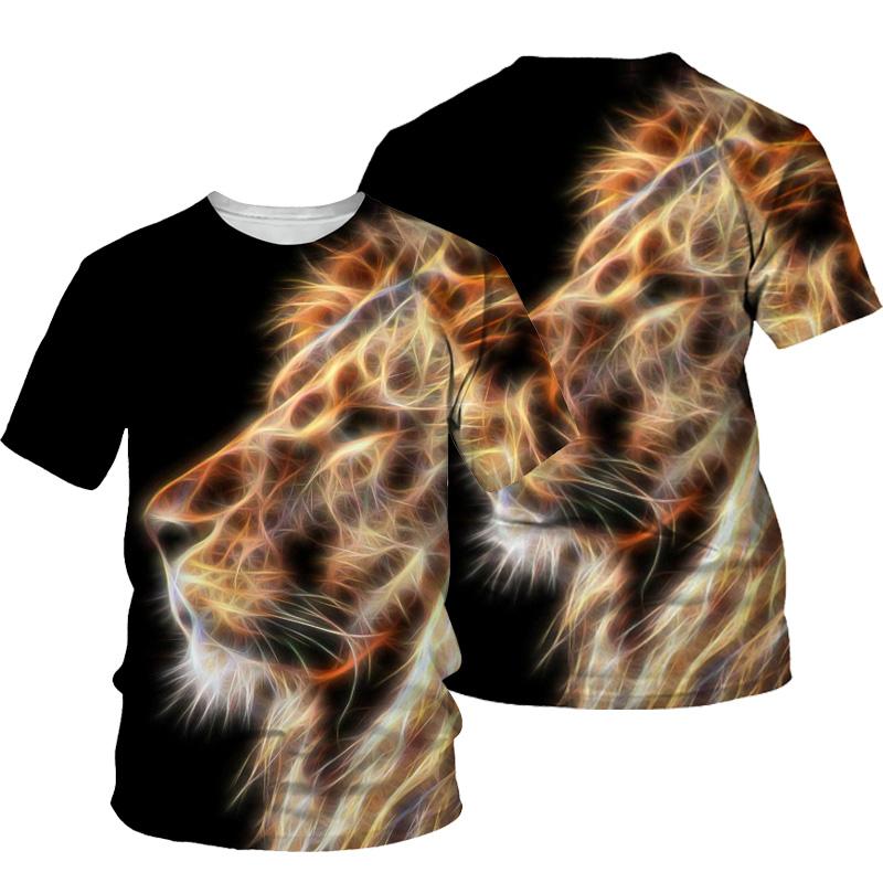 3D Lion Print T-shirt Men Summer New O Neck Short Sleeve Tees Tops Fashion Style Male Clothes Casual T-shirts