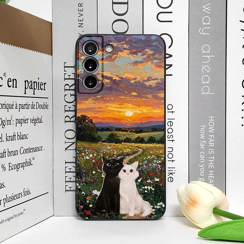 Funny Cute Cat Cartoon Pattern Phone Case for OPPO Realme 14 Pro Plus 13+ 12 Lite 11 10 9 X7 PRO Ultra 5G Shockproof Back Cover