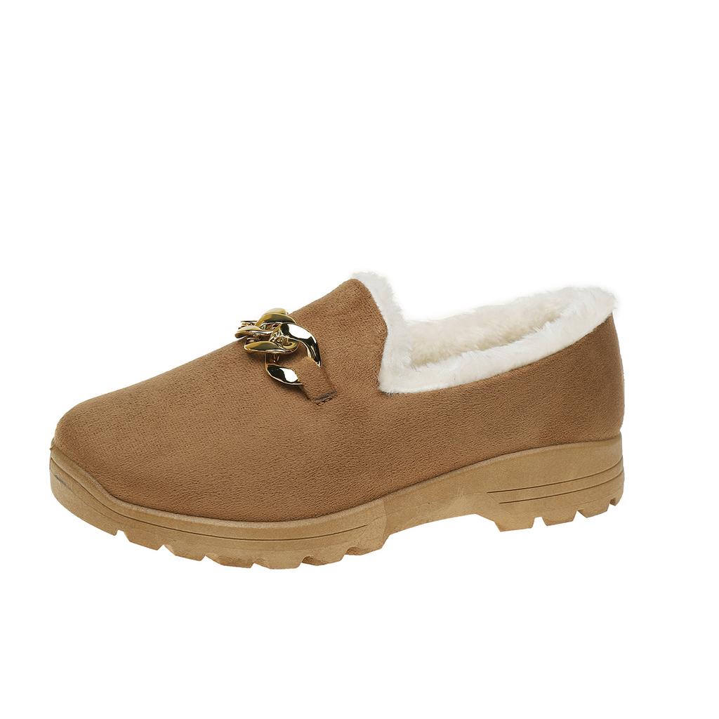 Fashion Luxury Sheep Fur Lined Loafers Women Lambswool Shoes Ladies Winter Slip On Furry Flats Cotton Wool Mocasine Femme Barefoot Boots