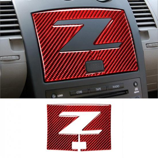 For Nissan 350Z 2003-2009 Red Carbon Fiber GPS Navigation Panel Cover Trim
