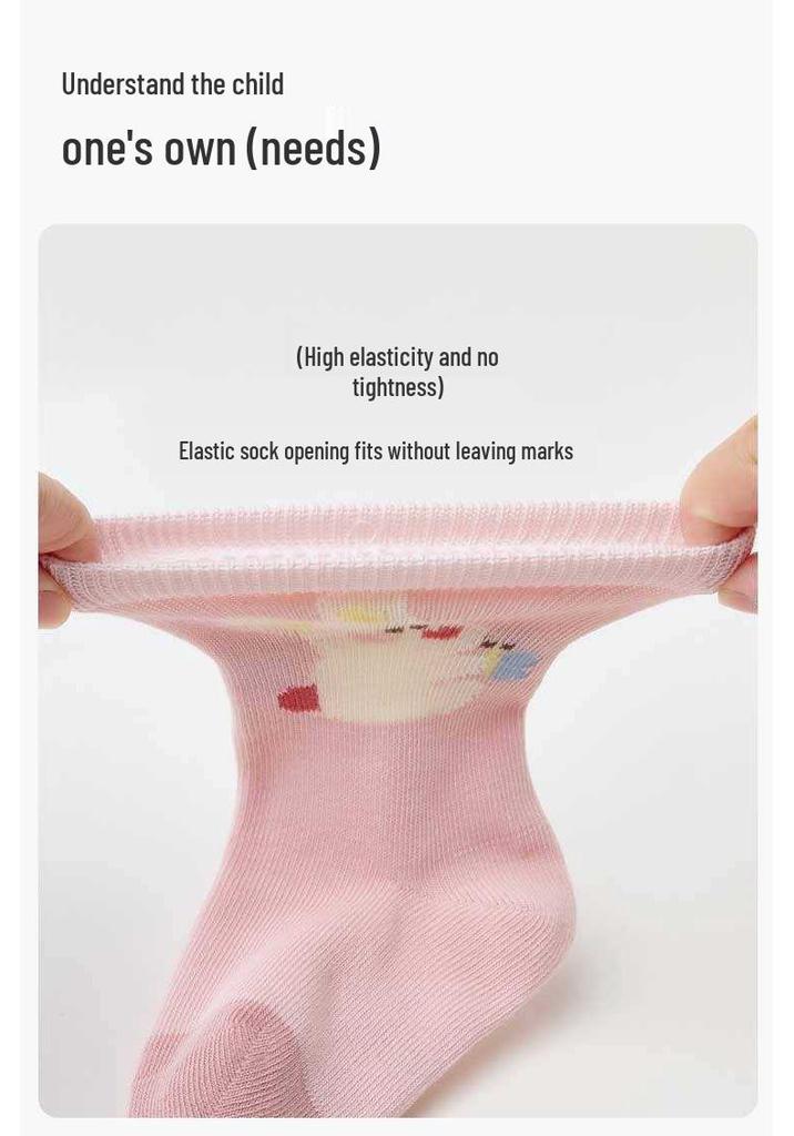 25 Cartoon Rabbit Baby Socks - Autumn Collection, Antibacterial Cotton, Seamless & Breathable with Loose Cuff