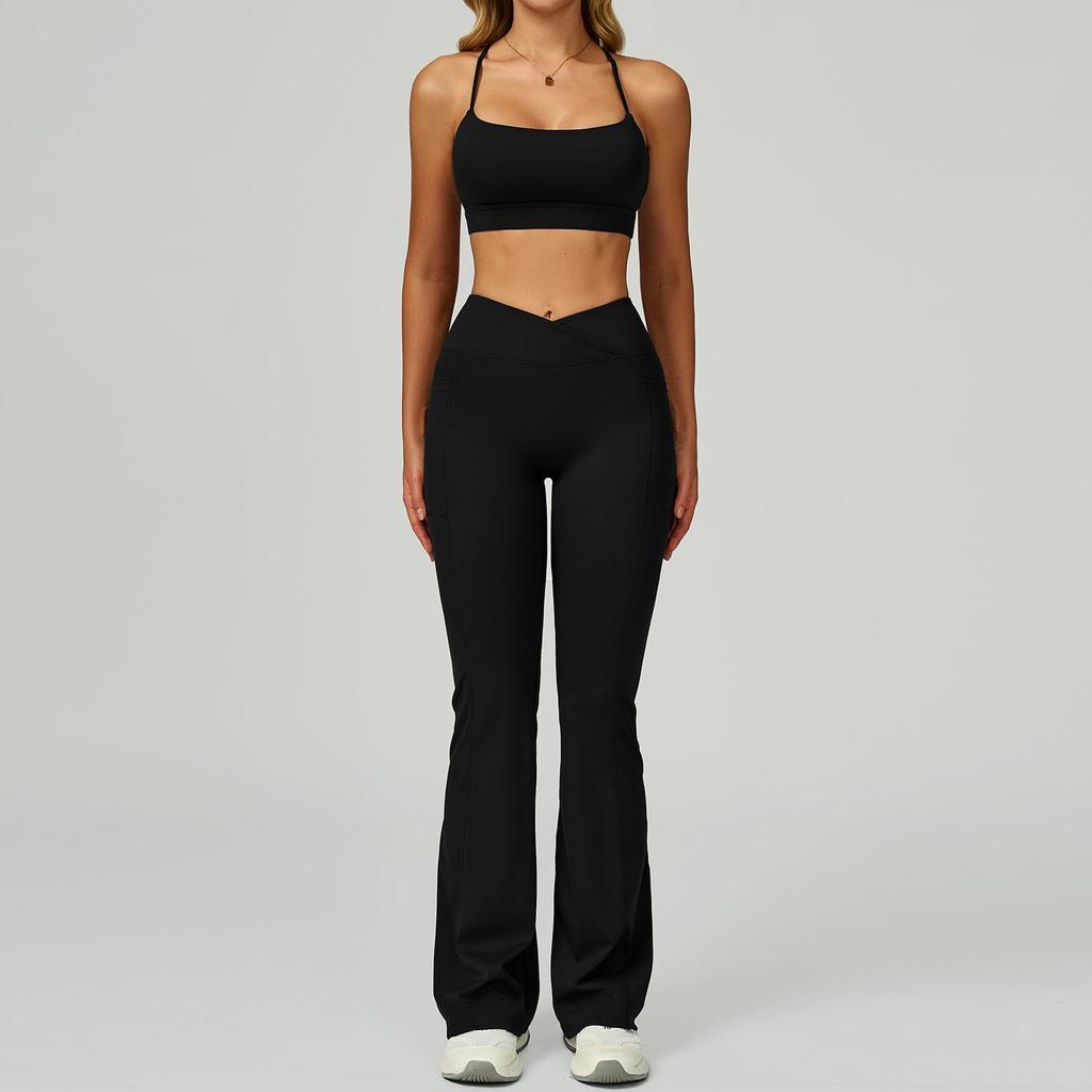 Women's Nude Feeling Yoga Set: High-Waist, Hollow-Back, Tummy Wrap, Tight-Fit for Running and Fitness