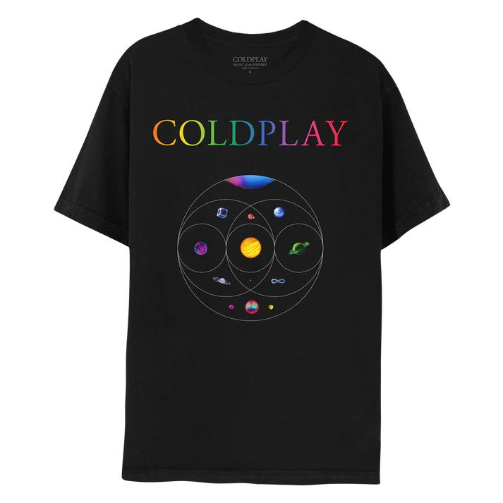 Coldplay Music of The Spheres World Tour 2025 T-Shirts aus Baumwolle, schweres, mentales Mode-T-Shirt mit Grafik, kurzärmelig, Unisex-Tops