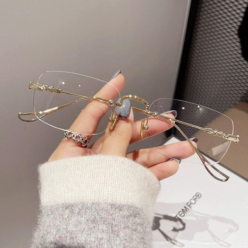 New Style Unisex Rimless Photochromic Blue Light Blocking Myopia Glasses