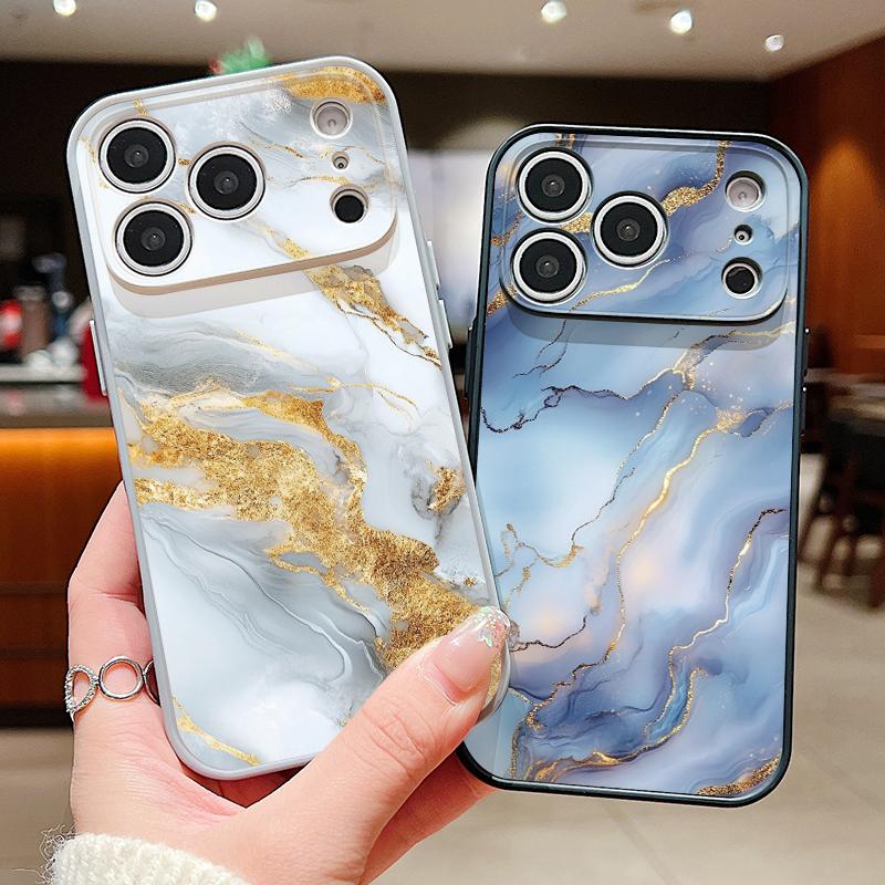Golden Marble Pattern Case For iPhone 17 Pro Max Magnetic For Magsafe Hybrid Slim Matte Cover For iPhone 16 15 14 13 Pro Max