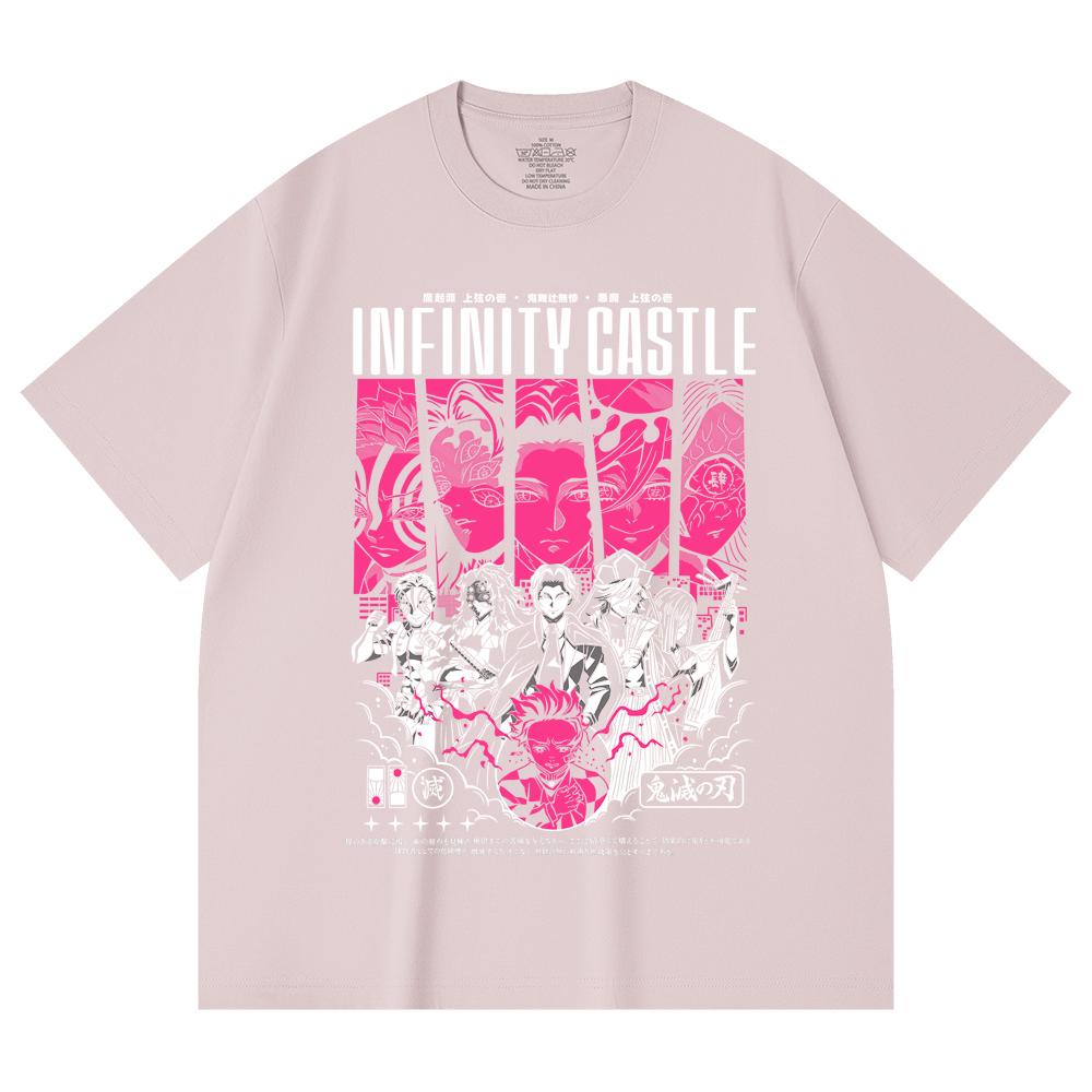 230 Gsm 100% Cotton Demon Slayer V89 Infinity Castle Print Unisex Heavy Cotton T Shirt