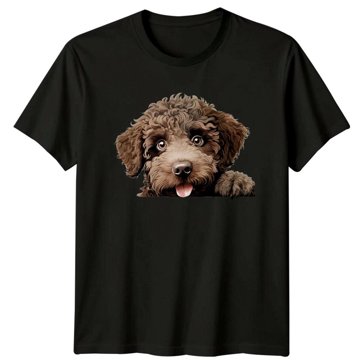 Cute Labradoodle Dog Portrait T-Shirt, Funny Dog Lover Tee XL