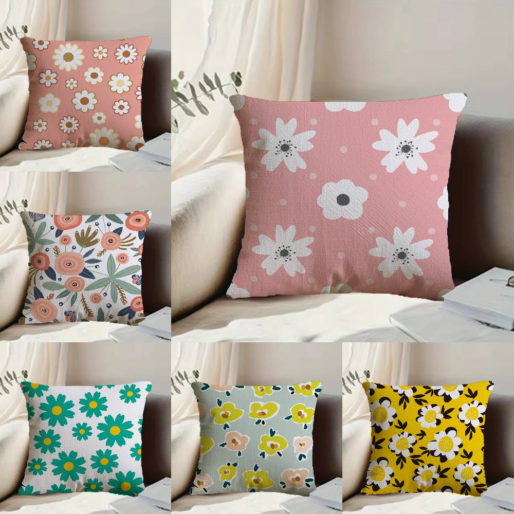Spring and Summer Floral ART Pillow Case Anti-dustmite Pillowcase Invisible Zipper Silky Short Plush Sofa Cushion Cover