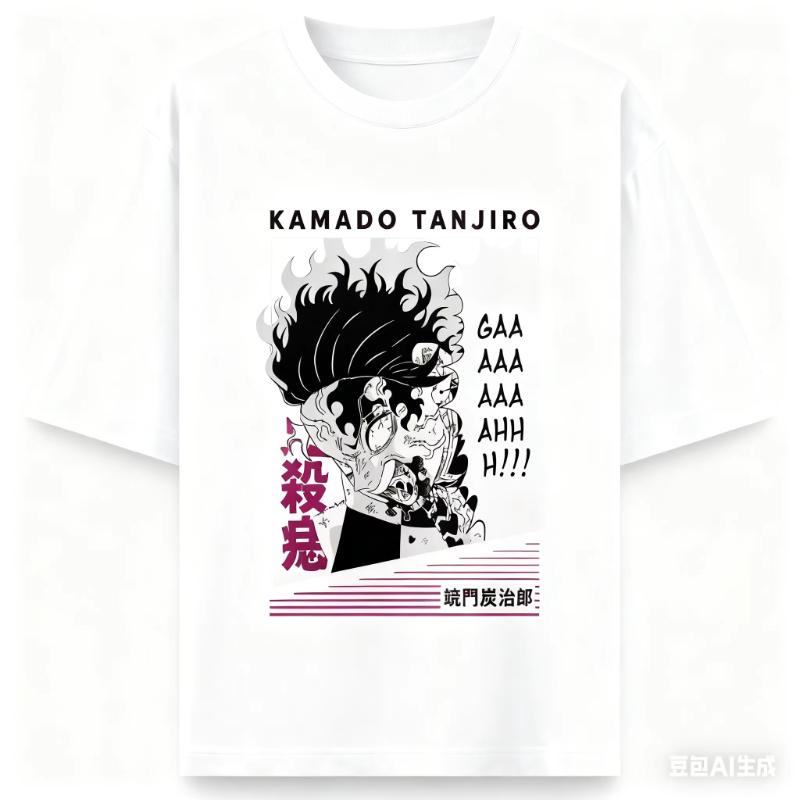 Demon Slayer Anime Printing Oversized Cotton Tshirt Men and Women Comfortable Harajuku Trend Y2K Summer Short Sleeve Tshirt