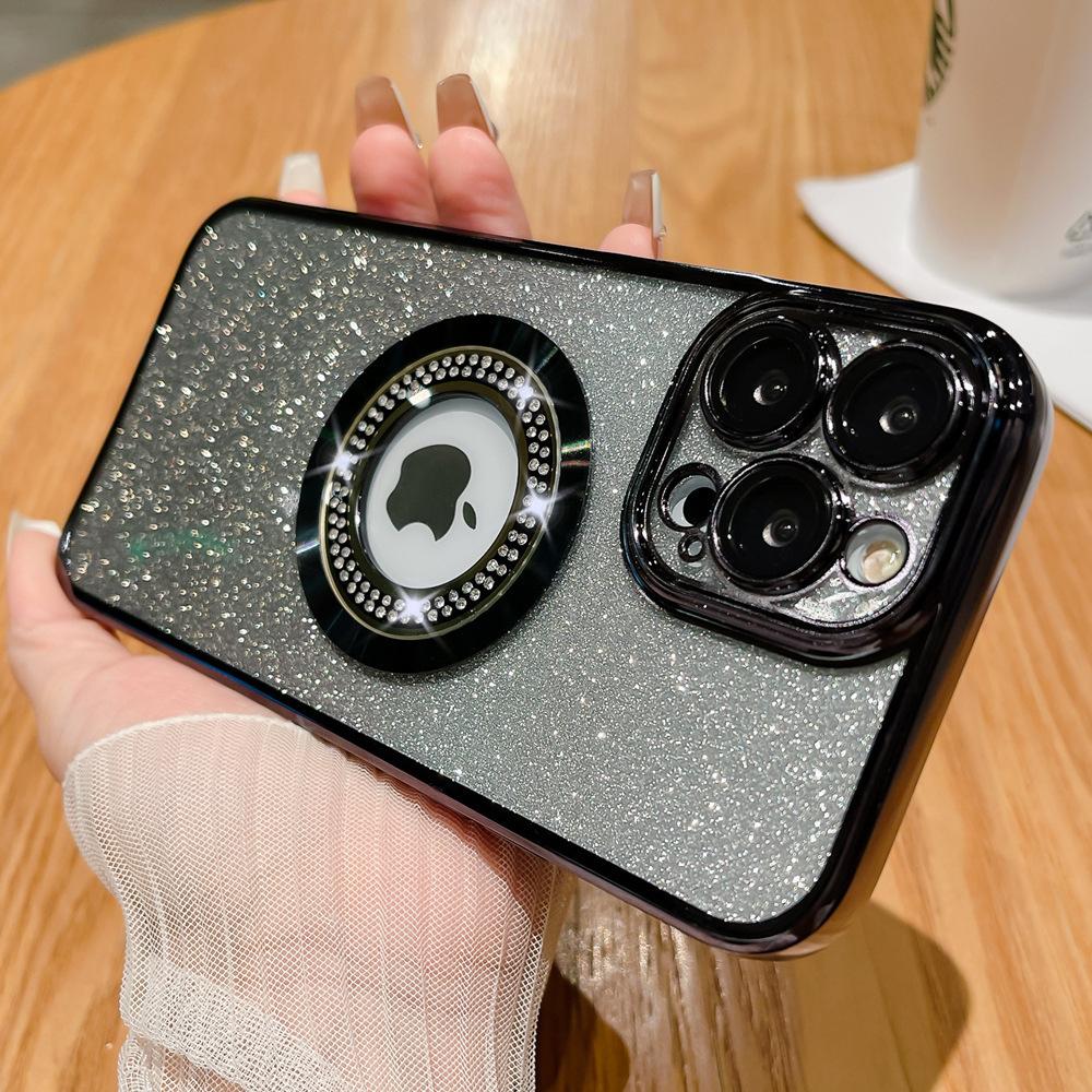 Apple 16PRO Electroplated Magnetic Water-absorbing Diamond Phone Case with 13/14 Gradient Glitter Is Suitable for Iphone15