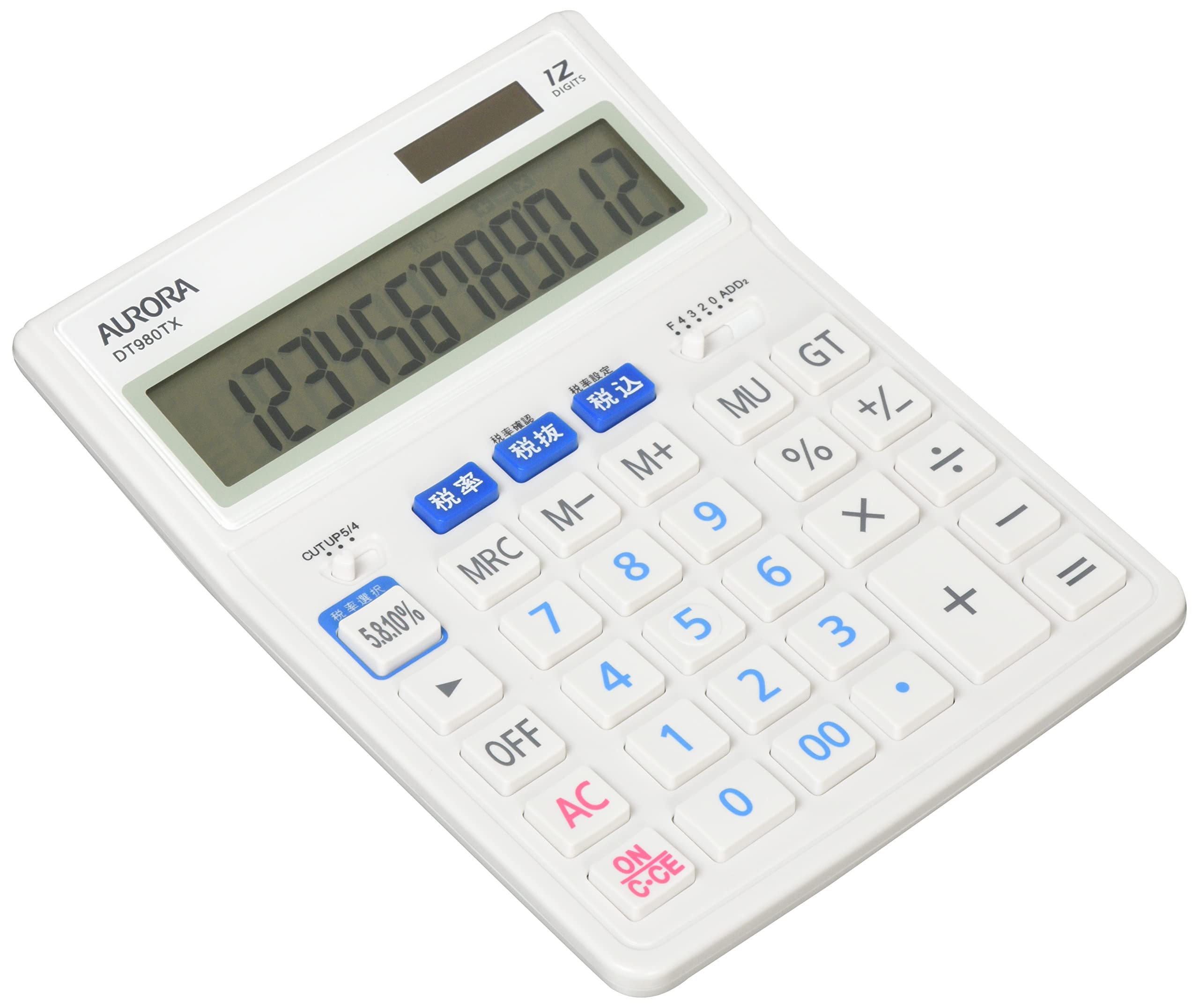 

Aurora Japan Large Desktop White DT980TX-W Calculator, 12-Digit Display, білий
