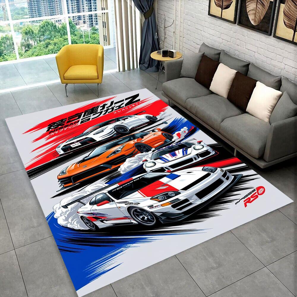 3D E36 Racing Car Motorcycle Rug Carpet for Living Room Bedroom Decor,kids Play Non-slip Decoration for Sofa Doormat Gift